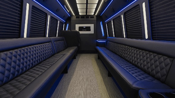 Interior of Charter Bus Company Irvington's 20 Passenger Party Bus in Irvington