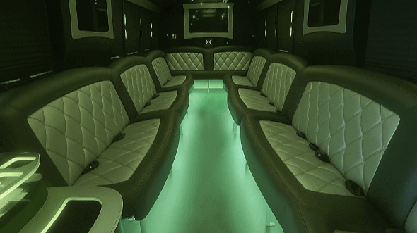 Interior of Charter Bus Company Newark's 25 Passenger Party Bus in Newark