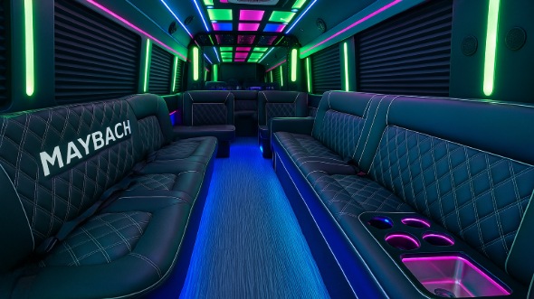 Interior of Charter Bus Company Bayonne's 40 Passenger Party Bus in Bayonne