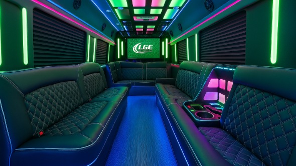 Interior of Elizabeth Party Bus Company's 40 Passenger Party Bus in Elizabeth