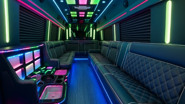 Interior of Charter Bus Company Perth Amboy's 40 Passenger Party Bus in Perth Amboy